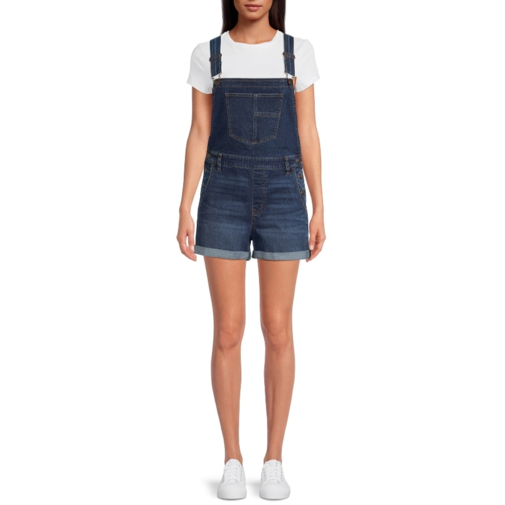No Boundaries Juniors Size L (11-13) Denim Shortall Dark Wash NWT